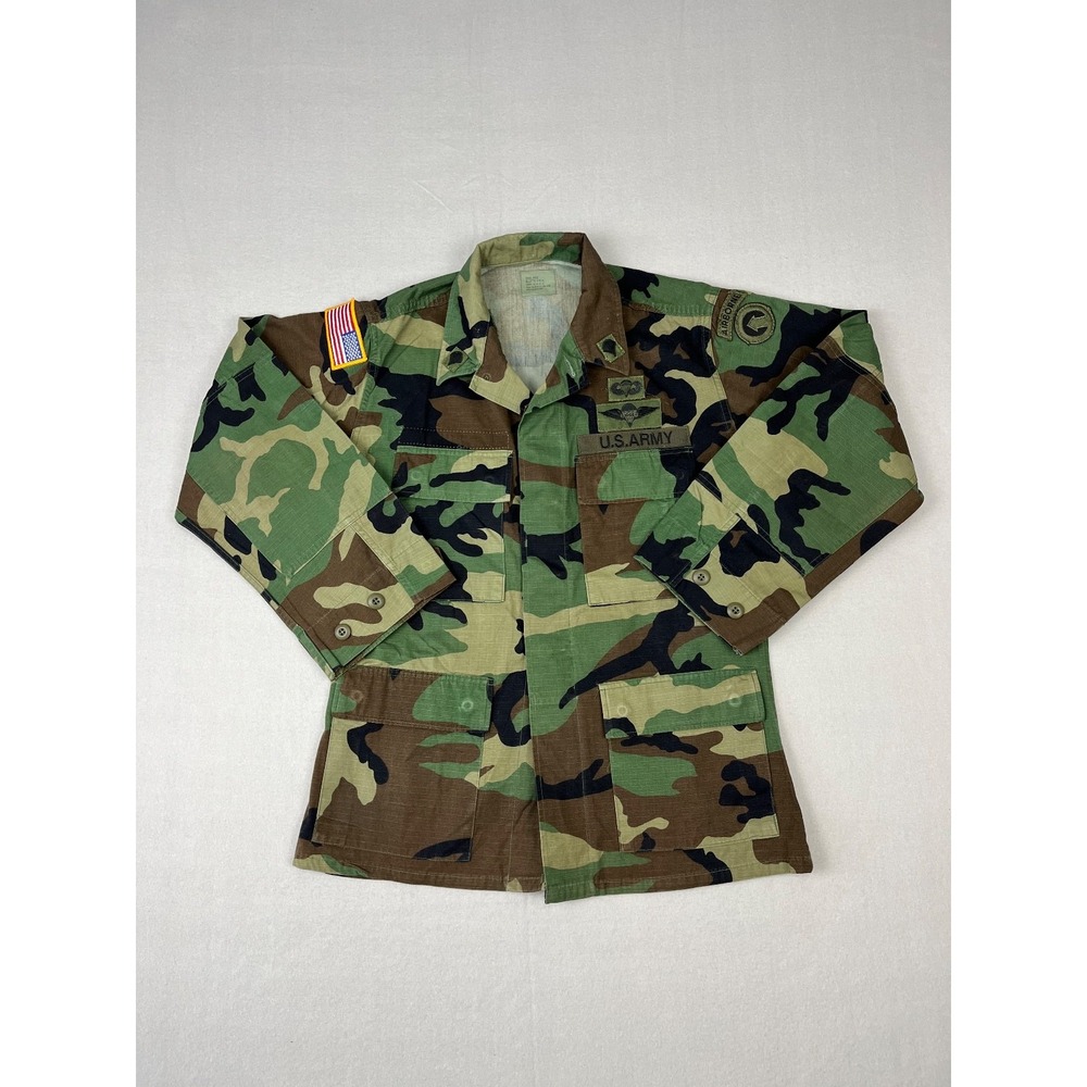 US Army Military Jacket Mens S Woodland Camo BDU Hot Weather 8415-01-390-8539